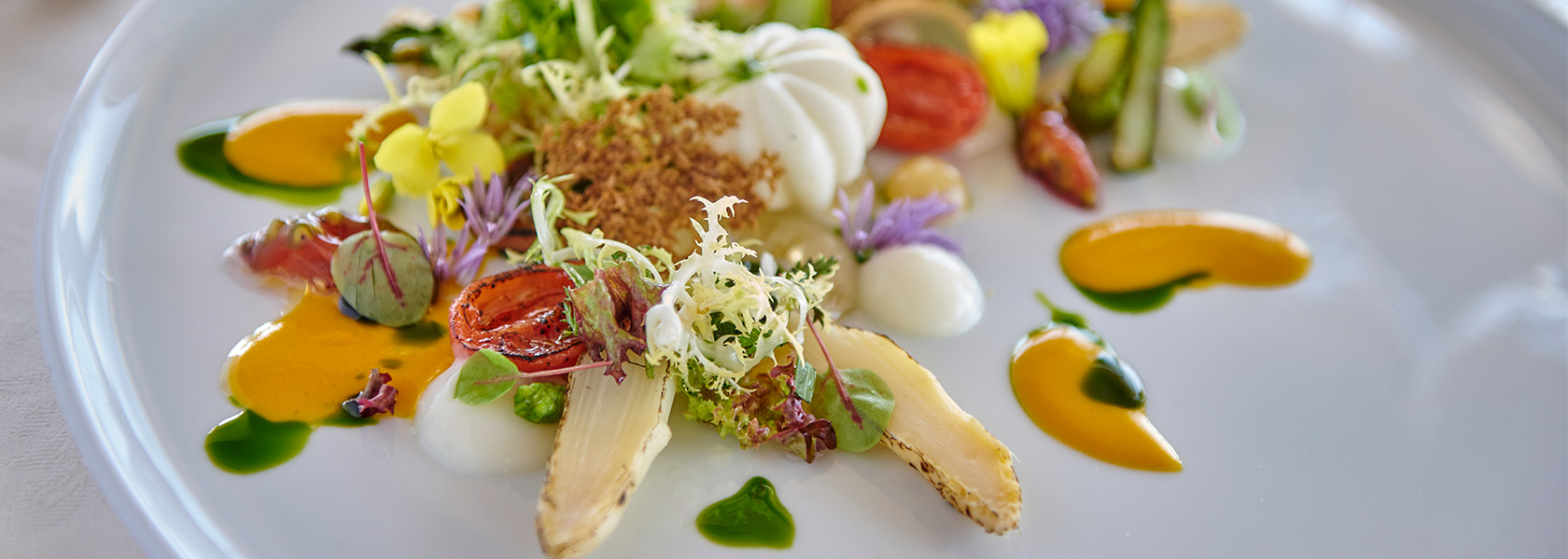 Fein angerichtetes Gourmetgericht im Badhotel Sternhagen – exklusive Küche in Cuxhaven.